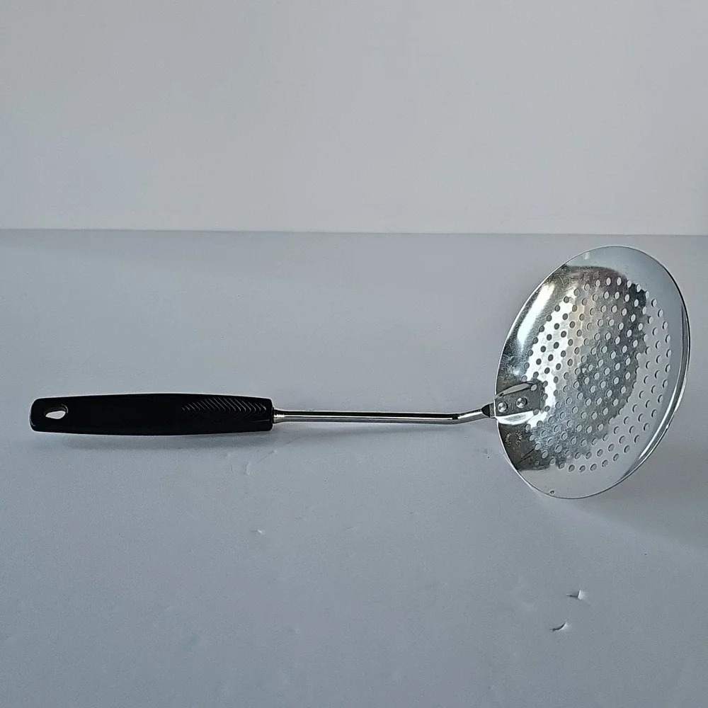 Vintage Foley USA Skimmer Spoon Chrome Plated Black Handle Retro Kitchen Tool